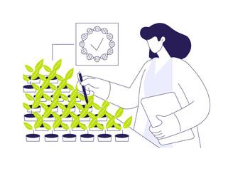 Examine modified crops abstract concept vector illustration.