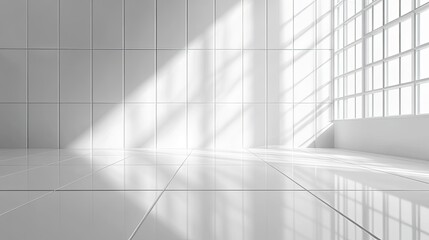Obraz premium Glossy white ceramic tile texture with subtle reflections. Toilet, Bathroom. Interior design
