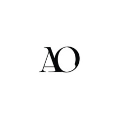 AO monogram logo design letter text name symbol monochrome logotype alphabet character simple logo