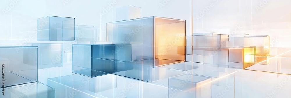 Fototapete cubes in different shades and sizes are interconnected by lines, creating a dynamic digital landscap