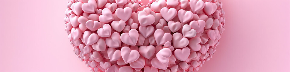 Obraz premium Pink Heart Haven: A large pink heart shape filled with smaller heart shapes, set against a light pink background.