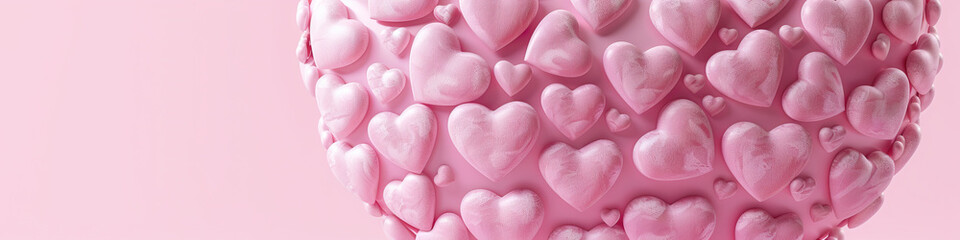 Obraz premium Pink Heart Haven: A large pink heart shape filled with smaller heart shapes, set against a light pink background.