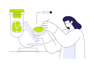 Growing meat in a lab abstract concept vector illustration.