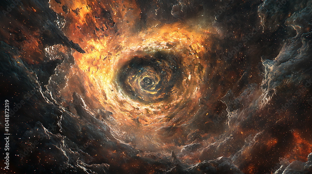 Poster Exploring the depths of the cosmos a captivating abstract cosmic swirl unveiling the mysteries of space and time