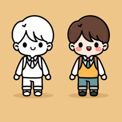cute boy cartoon drawing vector