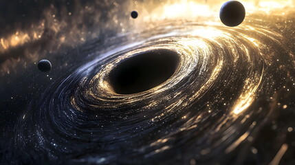 Exploring the depths of a black hole a cosmic journey through swirling elements in space