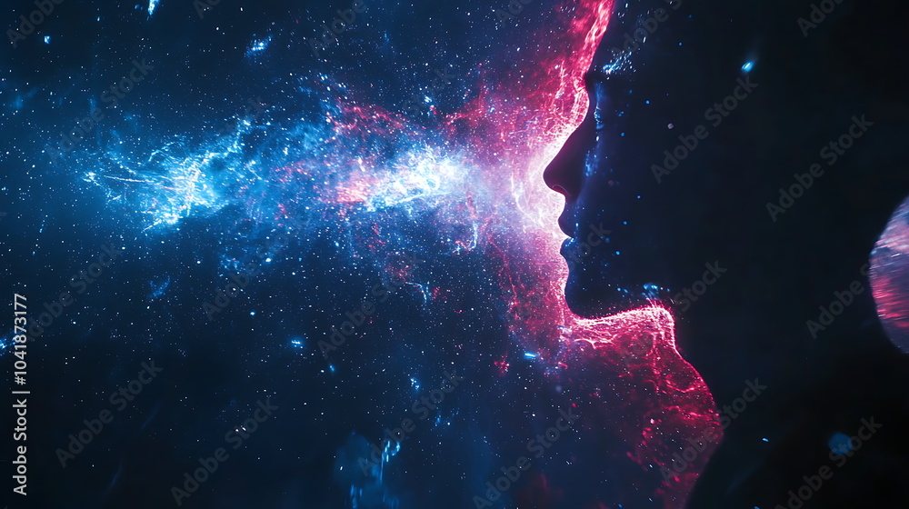 Poster exploring the depths of cosmic contemplation a journey through the universe and the human experience