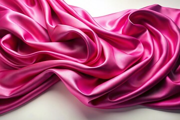 Obraz premium Flowing Pink Silk Wave on White Background - Elegant Textile Art for Design and Decoration