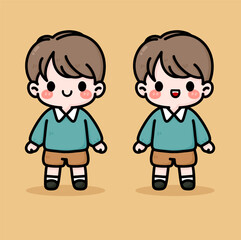 cute boy cartoon drawing vector