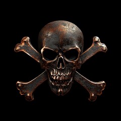 Skull metallic logo. The decoration element for Halloween.
