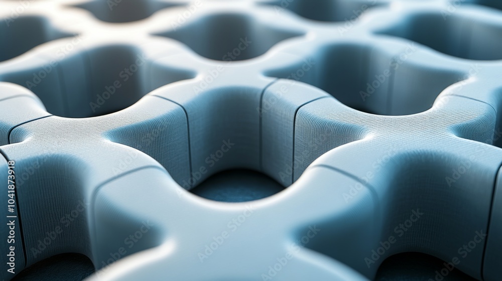 Fototapete A close-up perspective of an intricately designed textured surface, showcasing unique shapes and patterns that demonstrate modern engineering.