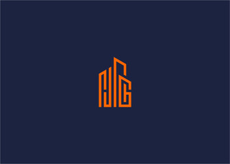 Letter hg with building logo icon design vector design template inspiration