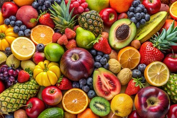 Fresh and Vibrant Fruits Art Illustration for Healthy Living and Nutrition