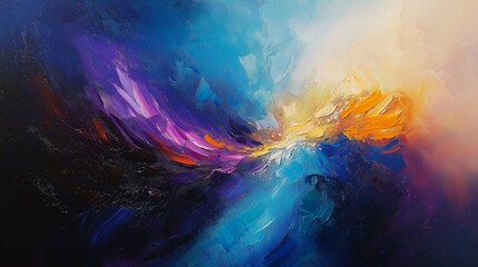 Abstract creative background of multi-colored cloudy paint strokes.