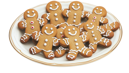Gingerbread cookies on a plate, white background