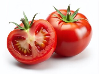 Fresh Juicy Red Tomato Slices Isolated on White Background - Perfect for Culinary and Food Photography