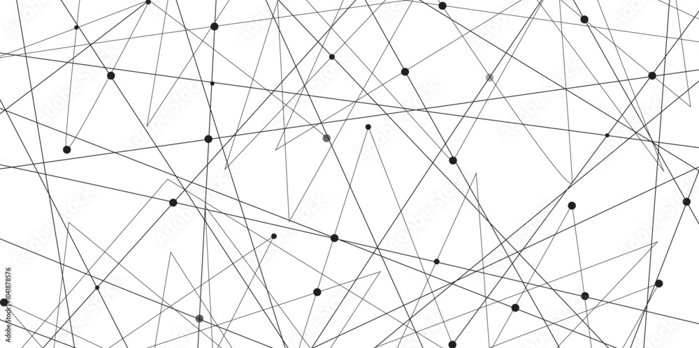 Aufkleber Abstract geometric background with connecting dots and lines with low poly triangle shapes. Polygonal Mesh Background Vector design digital technology concept Global network connection data structure.