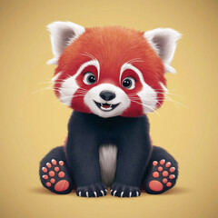 Obraz premium cartoon illustration of a cheerful baby Red panda