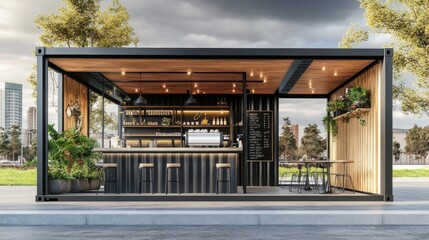 Explore the innovative use of space in this stylish 20ft container cafe design.