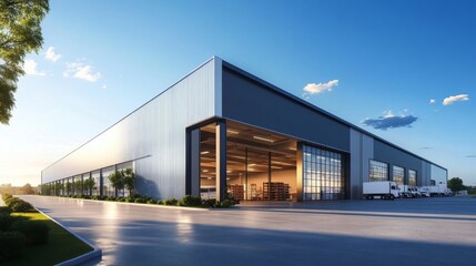 Exterior design of a contemporary warehouse office