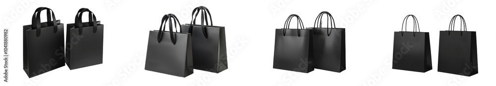 Poster a white background mockup with a black paper bag, a template for presentation and portfolios of grap