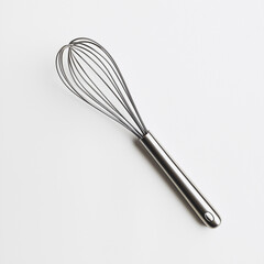 Stainless Steel Whisk on White Background