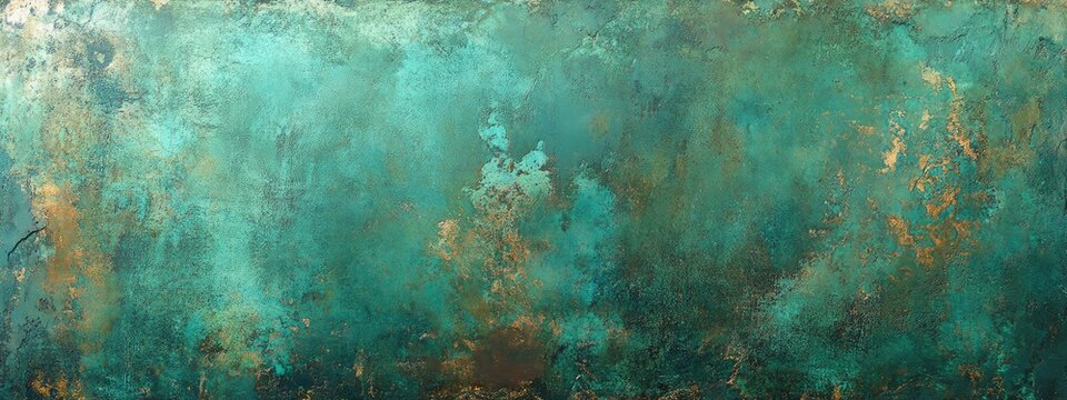 Oxidized metal texture with green and blue patina for an aged look