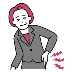 腰痛がつらい中年のスーツの女性