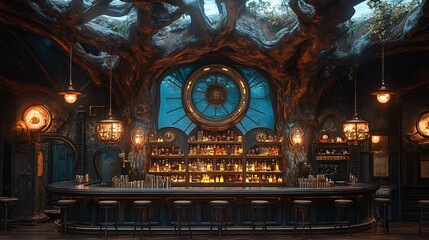 Obraz premium Enchanted Bar with Glowing Mangrove Elements