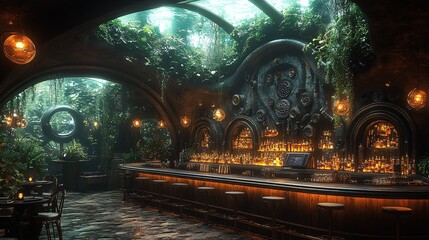 Obraz premium Luxurious Steampunk Bar with Mechanical Elements