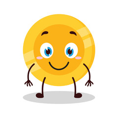 cute smile expression of coin cartoon character