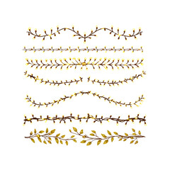 Golden Twinkle Lights Garland, Festive Border Design Elements