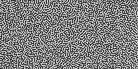 Turing reaction diffusion monochrome seamless pattern with chaotic motion .Linear design with biological shapes. Organic lines in memphis. abstract turing organic wallpaper background .	
