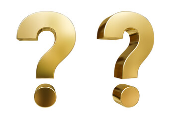 Golden Question mark sign isolated on white background - 3d rendering
