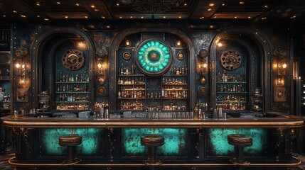 Fototapeta premium Luxurious Bar with Phosphorescent Mangrove Theme