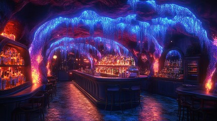 Obraz premium Luxurious Steampunk Bar with Phosphorescent Features