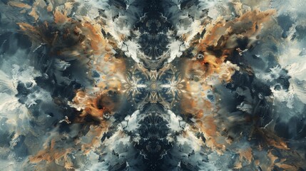 A digital artwork of a symmetrical pattern being disrupted by a chaotic asymmetrical force symbolizing the idea of symmetry breaking in chaotic systems.