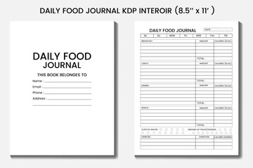 daily food journal KDP interior designs