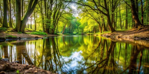 Obraz premium Woodland with small lake