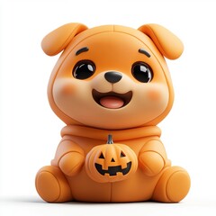 Fototapeta premium Cute Cartoon Dog in Halloween Costume 3D Style