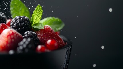 Exquisite Gourmet Dessert Plating for Delivery with Fresh Berries and Mint Leaves - Food Delivery Services Concept