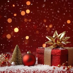 Festive Christmas Gifts with Sparkling Decorations and Tree