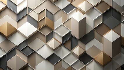 Obraz premium abstract background with geometric shapes and shadows in shades of gray, white, black, and brown aerial view