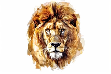 Fototapeta premium Lion with a big nose and a big mane. The lion is looking at the camera