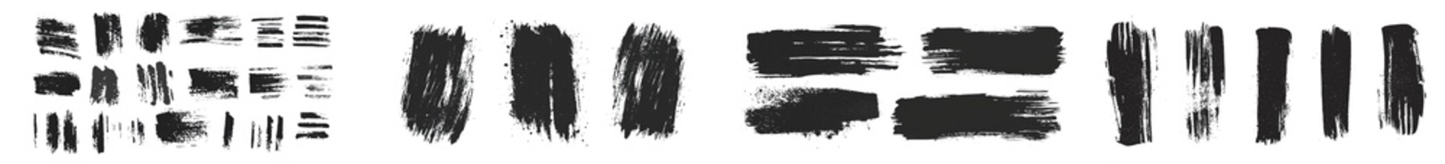 Obraz premium Modern grunge brush strokes and texture brushes. High-quality manual tracking. Brush strokes of paint. Isolated elements. Rough smears and stains. Modern illustration.