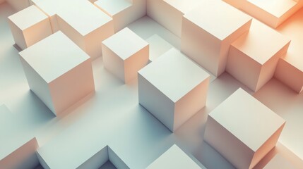 This artwork features multiple cubes in different sizes and shades linked by diagonal lines, creating a dynamic visual experience. Generative AI