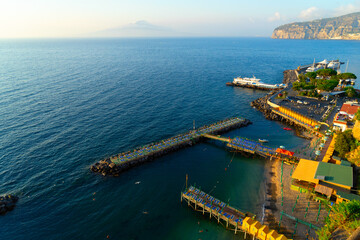 beach of Sorrento aerial view, southern Italy