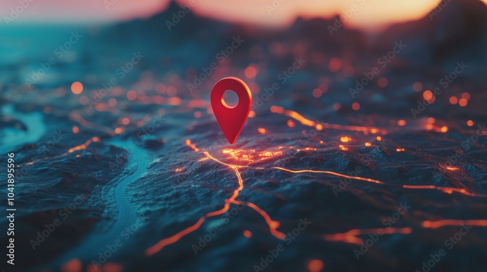 Poster pinpointed journey. navigation and discovery on the map