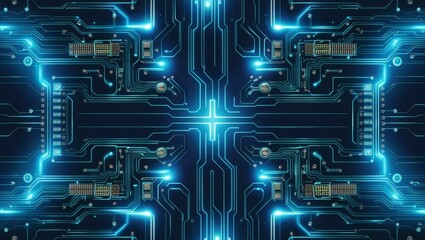 Technology background with circuit board pattern and digital data flow, technology, background, circuit board
