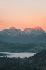 Sunrise in the pyhrn priel region at the totes gebirge